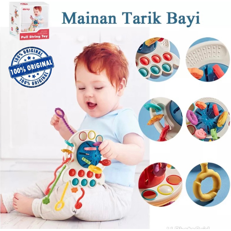 Teether Bayi Gigitan Bayi Bpa Free 6-12 Bulan Mainan Edukasi Montessori Tarikan Sensorik Silikon