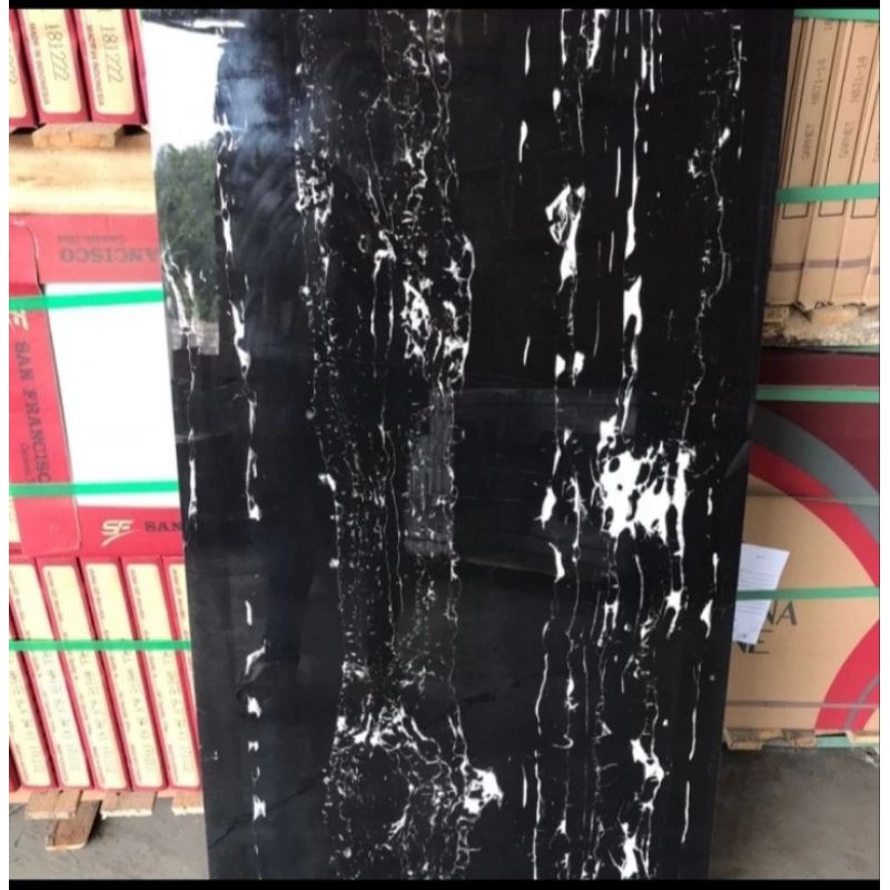 Granit 60x120 Hitam | GOLF Black Carara Glossy