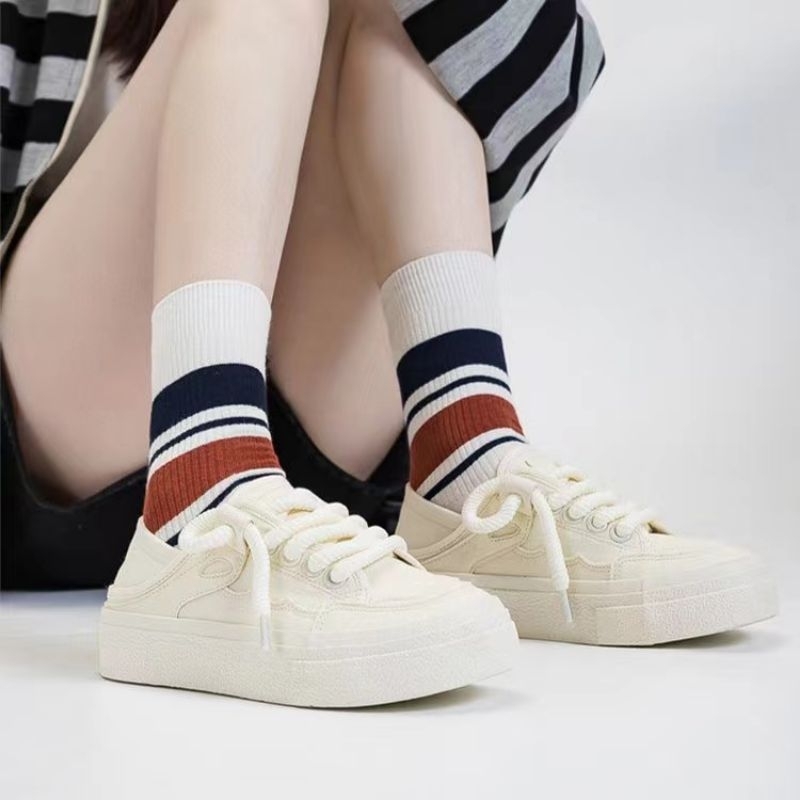 A90 - Sepatu Sneaker Canvas 2in1 Fashion Wanita Import