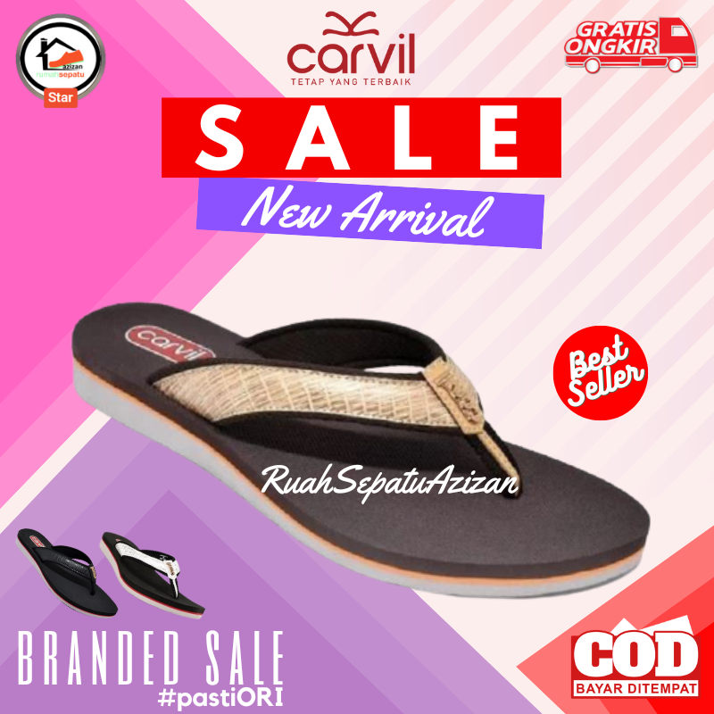 COD 8.8 CUCI GUDANG Carvil Anggun-L Sandal Jepit Casual Wanita Remaja Original