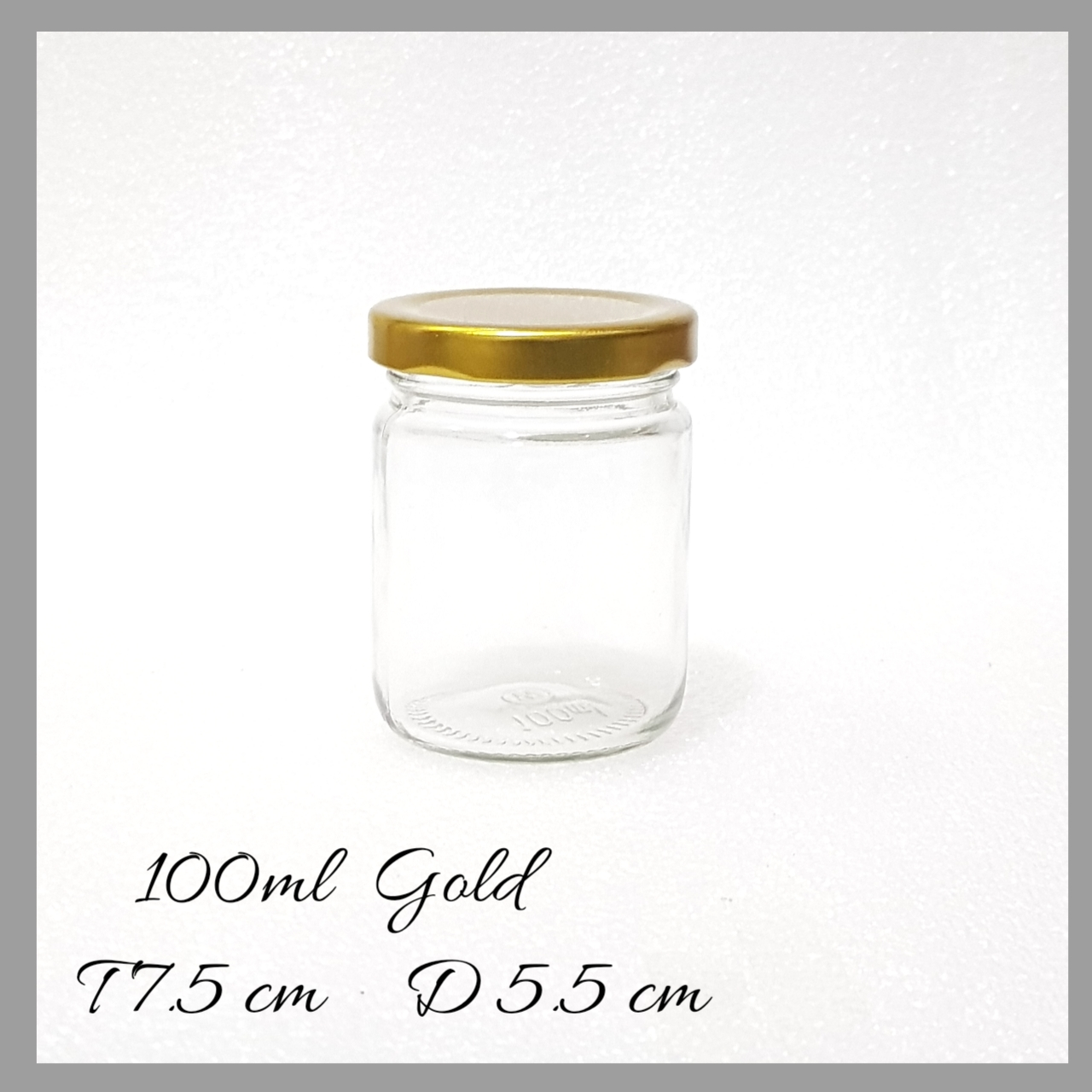 100ML + TUTUP GOLD Silinder 100 ml + TUTUP SENG GOLD BARU / Jar 100 ml BARU / Botol kaca 100 ml / Khusus Gojek  jkt144