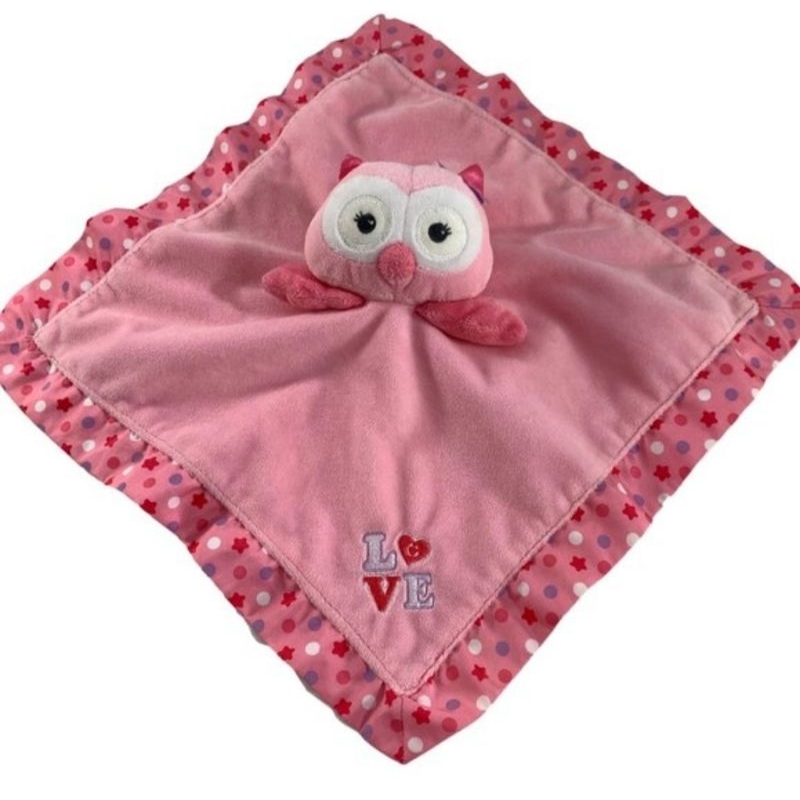 Garanimals Pink Owl Rattle Plush Security Blanket Cuddler