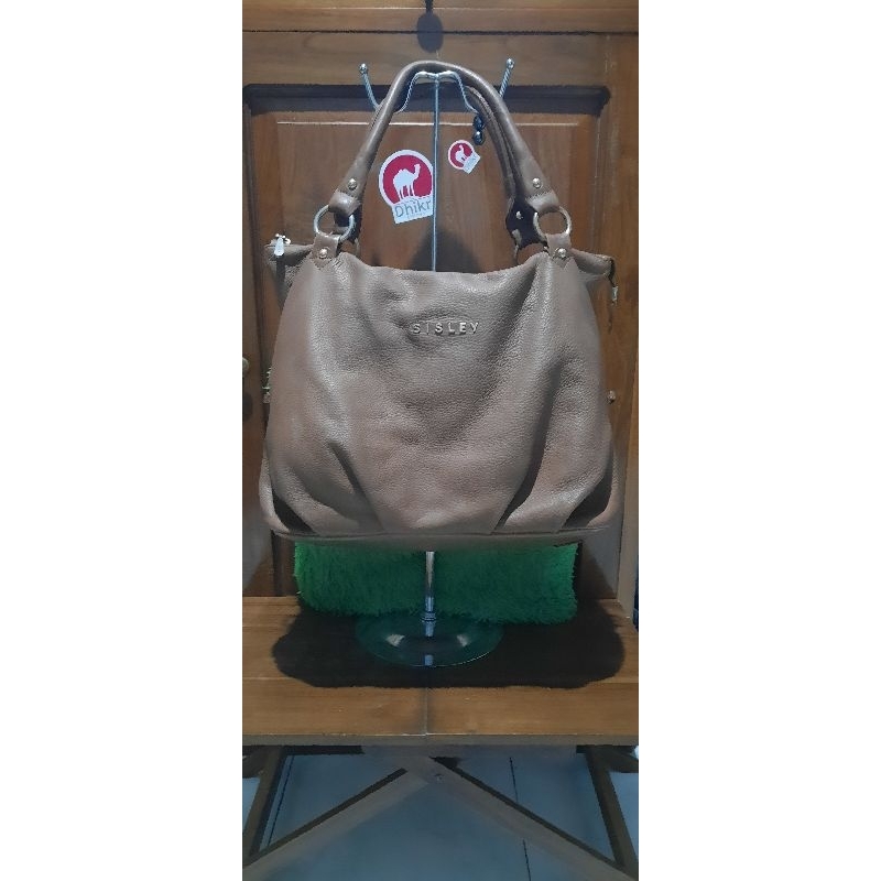tote bag kulit asli brand sisley (tas monza), harga nett no nego