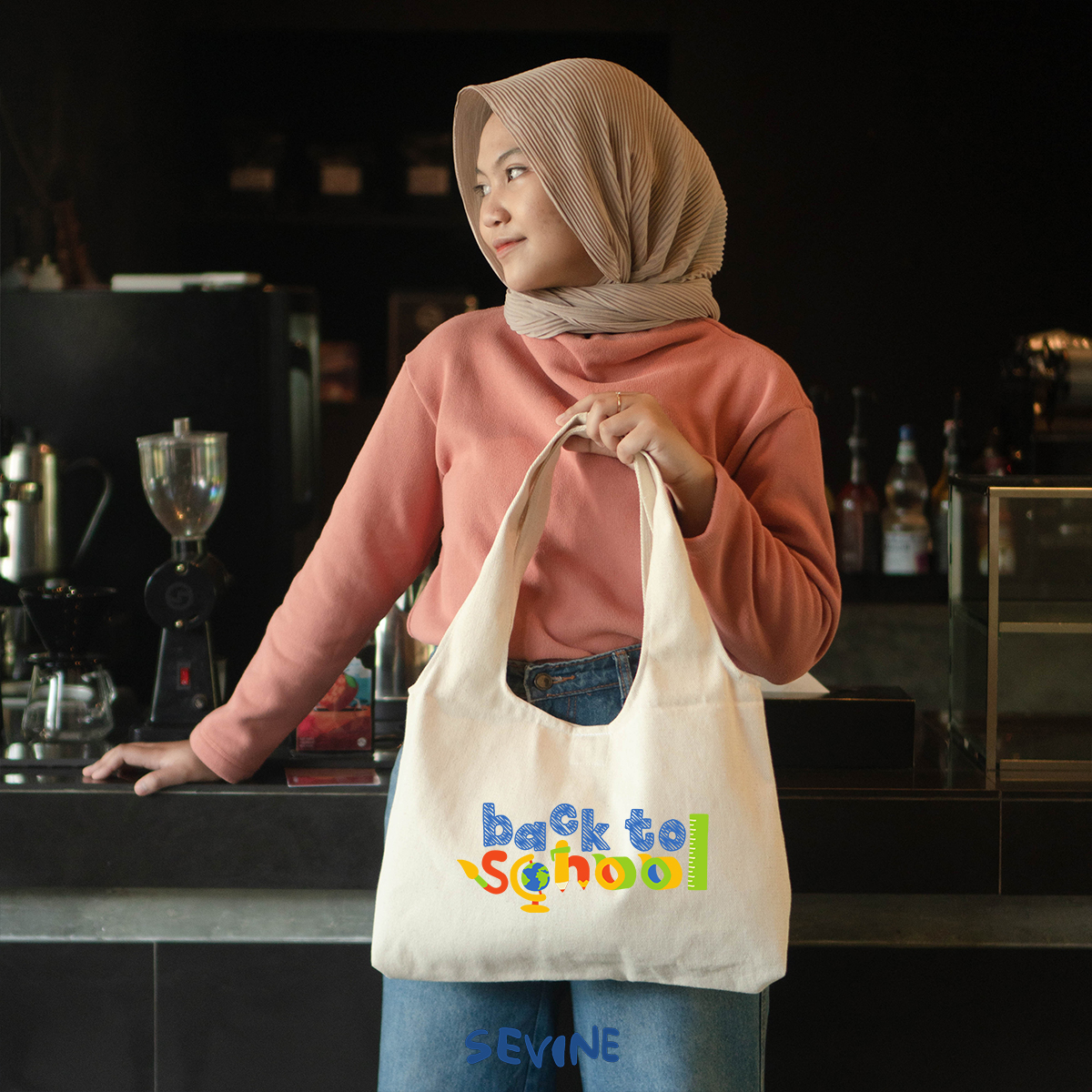 Sevine Tote Bag Kanvas Bonnie Tas Wanita Kuliah Fashion Laptop Sekolah Totebag Vintage Series - XA