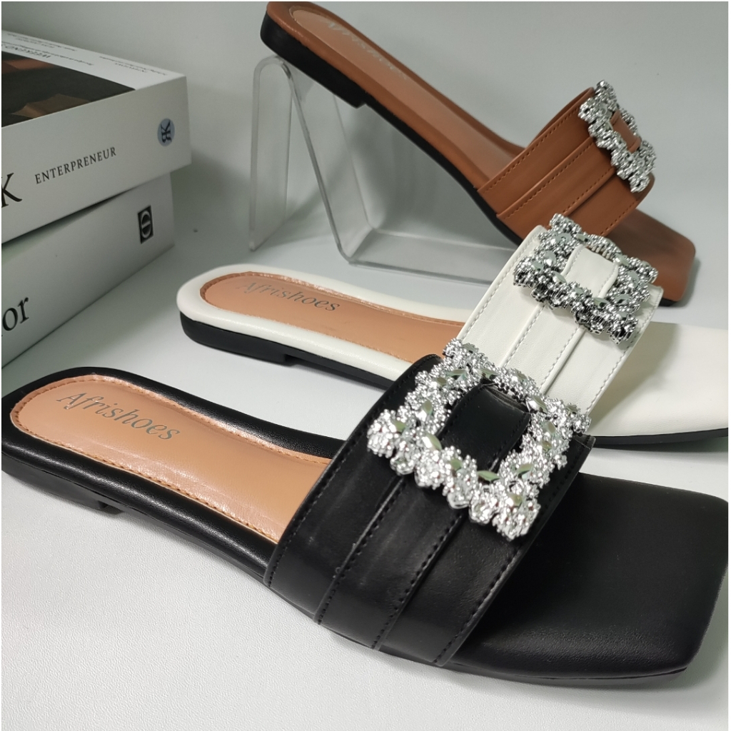 Afrishoes  HANNA Sandal Flat Teplek Empuk GEMOY