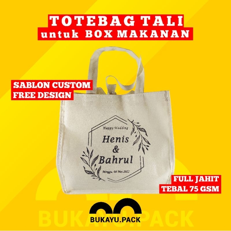 

TAS SPUNDBOND SABLON CUSTOM untuk Box Makanan model Tali Goodie bag Spundbond