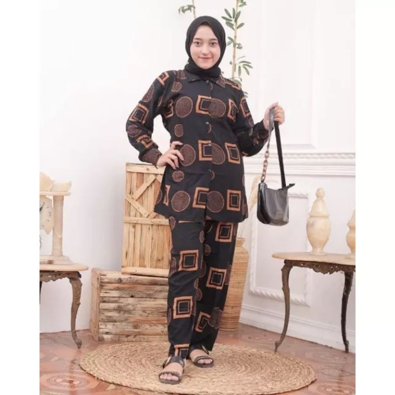 [BISA COD] setelan tiedye lengan panjang/one set tie dye lengan panjang motif polka kotak