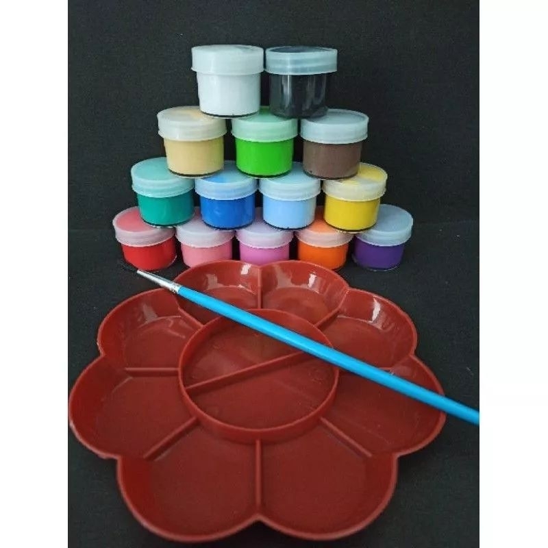 

1 set cat lukis sterofoam 12 warna+kuas+palet cat lukis