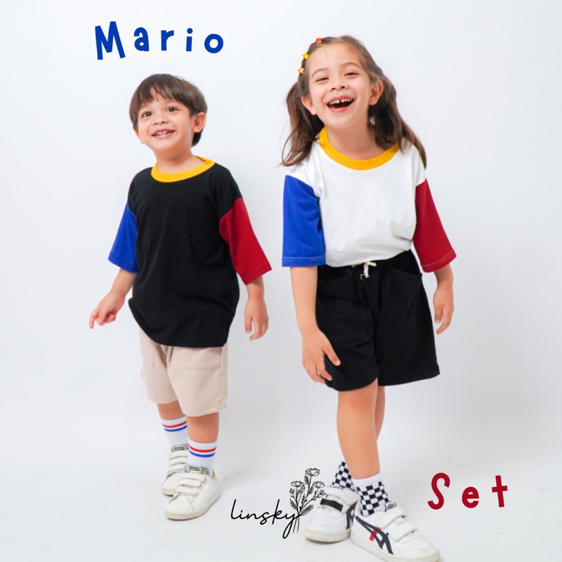 LINSKY BABY - Mario Set Setelan Anak Unisex Colorblock