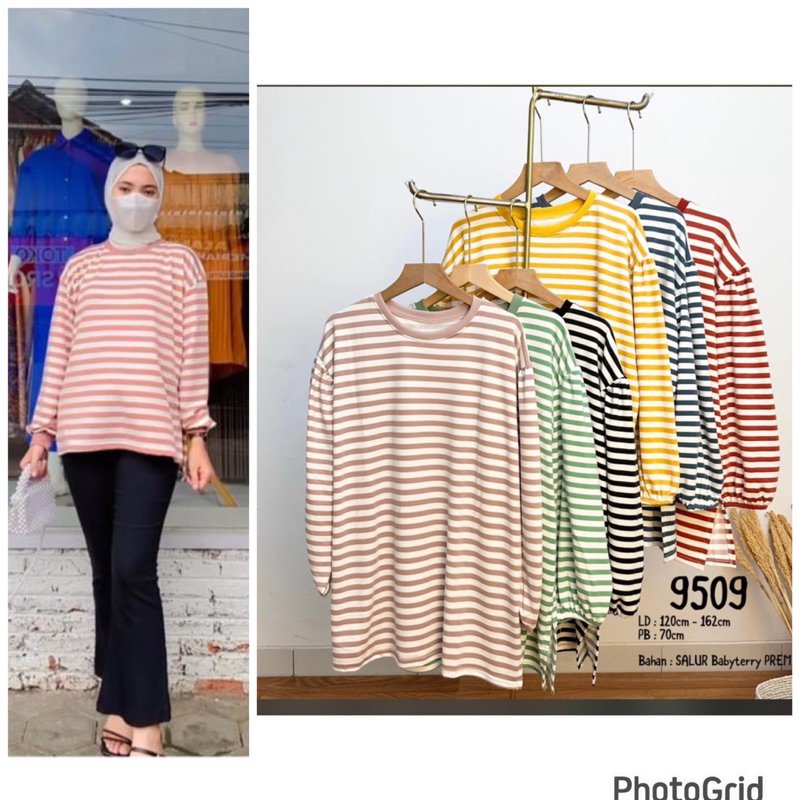 atasan kaos wanita salur kaos import atasan wanita oversize tangan karet