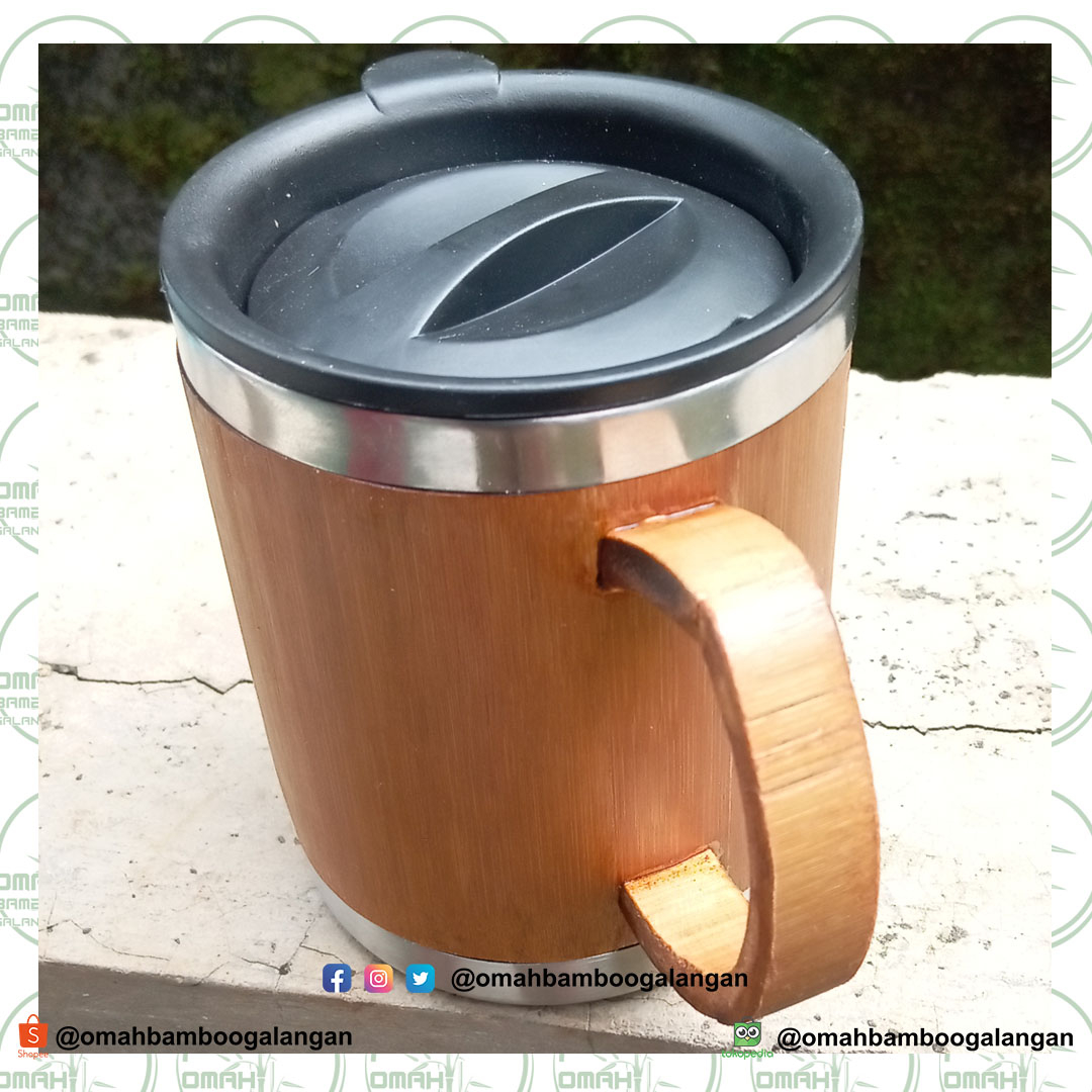 Mug Bambu Stainless Buah Tangan Unik Menarik Mug Bambu Stainless souvenir Unik Murah Elegan Kapasita