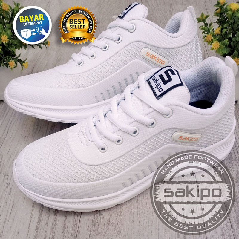 PROMO 6.6 !! SEPATU JOGGING PUTIH / SEPATU OLAHRAGA OUTDOOR PRIA WANITA / SEPATU LARI JOGGING / SEPATU SENAM FITNES DAN GYM PUTIH / SEPATU GERAK JALAN 17 AGUSTUS KEMERDEKAAN / SEPATU SEKOLAH KESEHATAN / SAKIPO