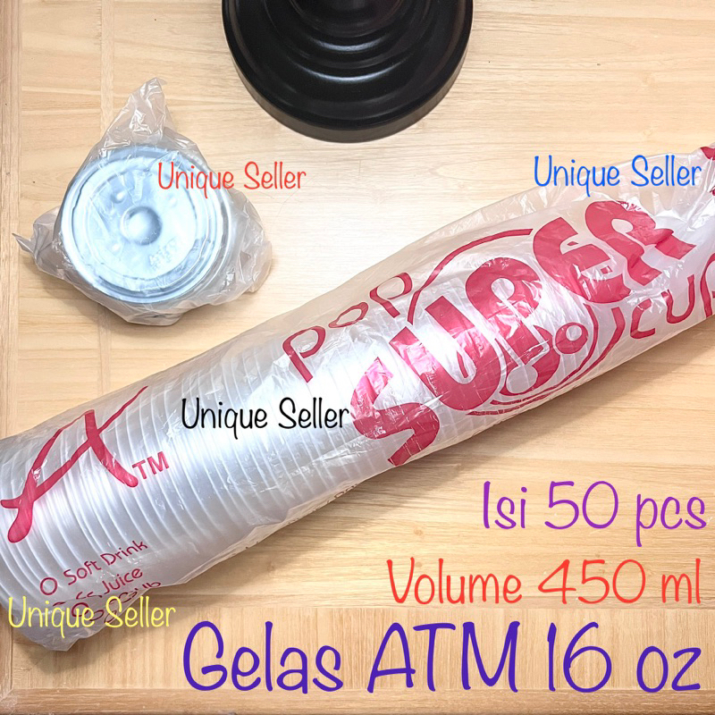 Gelas ATM 16oz isi 50 pcs / Gelas Plastik ATM 16 oz / Gelas Plastik 450ml 450 ml / Gelas Plastik Sekali Pakai Buang Disposable