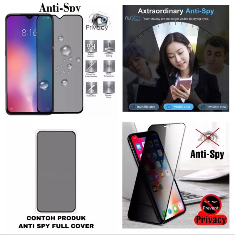 PRIVACY GLASS - SCREEN PROTECTOR FULL COVER FOR SAMSUNG/OPPO/VIVO/XIAOMI/REALME/IPHONE