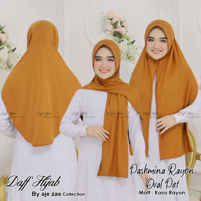 Pashmina instan Oval KAOS RAYON Pad Daff Hijab By Ajezas