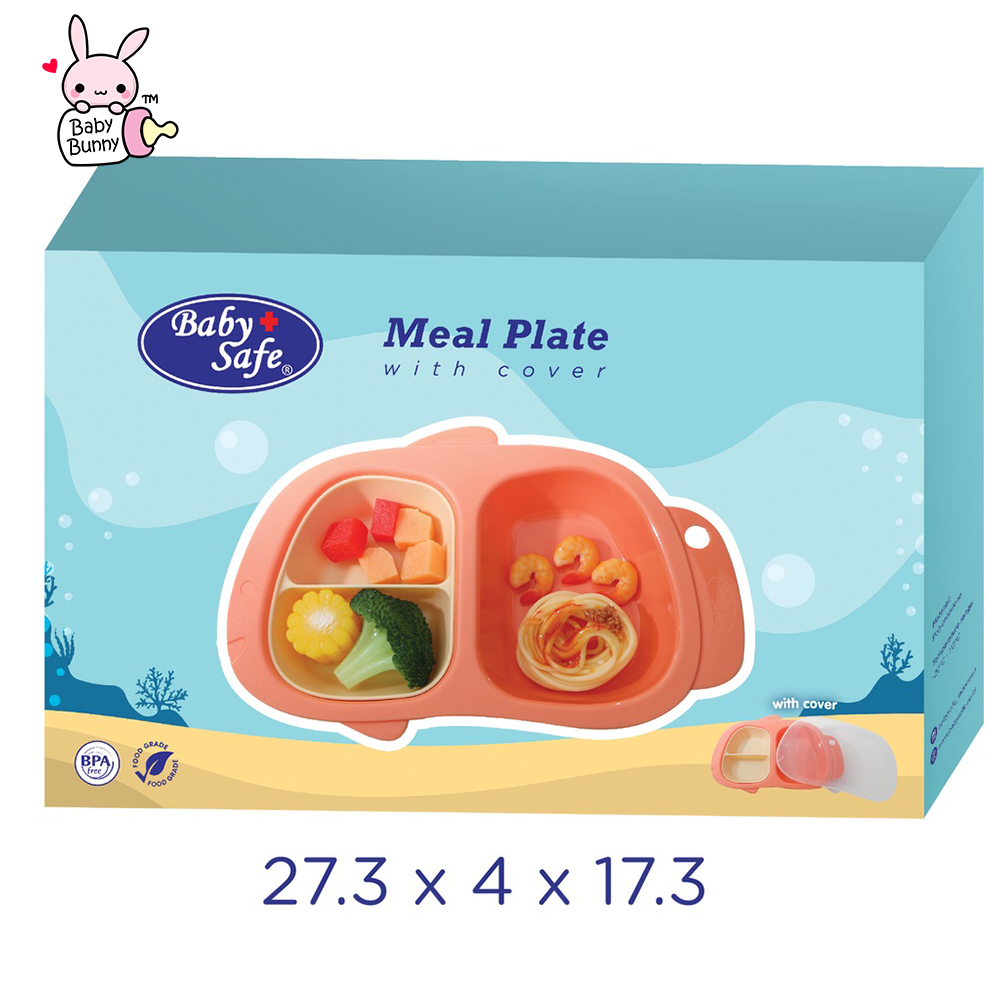 ❤ BELIA ❤ BABY SAFE B357 Meal Plate with Cover | Tempat Makan Bayi | Wadah makan bayi | BABY BUNNY