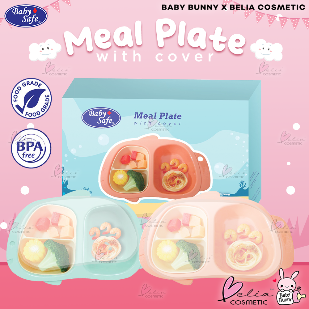 ❤ BELIA ❤ BABY SAFE B357 Meal Plate with Cover | Tempat Makan Bayi | Wadah makan bayi | BABY BUNNY