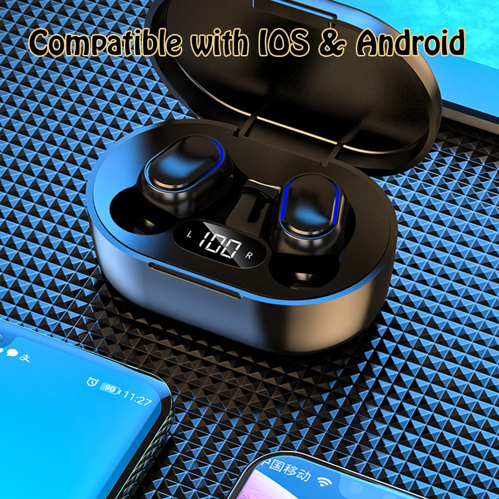 TWS Bluetooth Headset Bluetooth E7S with Power Bank Dengan Mikrofon 5.0 Earphone Bluetooth TWS HiFi Stereo Waterproof