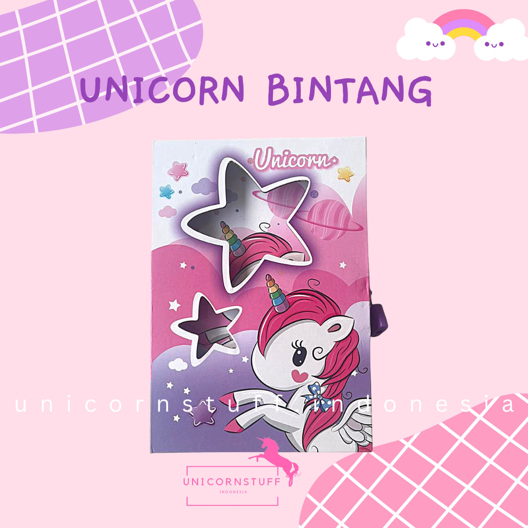 DIARY UNICORN GEMBOK NOTEBOOK BUKU TULIS ANAK CATATAN KADO HADIAH CEWEK