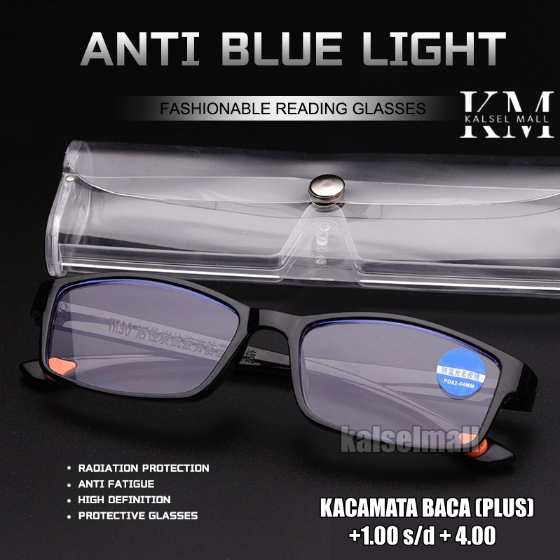 Kacamata Baca Lensa Plus dan Anti Radiasi +1.00 s/d + 4.00 Kecamata Pria Wanita Nyaman dan Jelas saat Membaca Reading Glasses Frame Kcamata Antiradiasi Premium Gaya Rabun Dekat Blue Light Orang Tua Silinder Minus Plus 100 150 200 250 300 350 400 KCP30