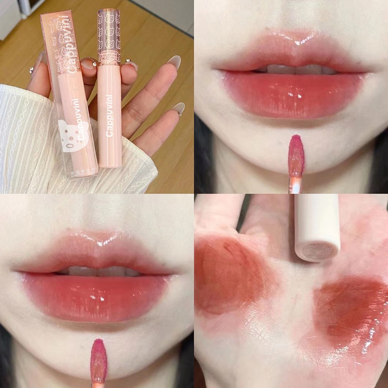 [COD] Cappuvini Bubble Lip Glaze Mirror Water LipGloss Mirror Korean Lipstick LipTint Glossy Wanita