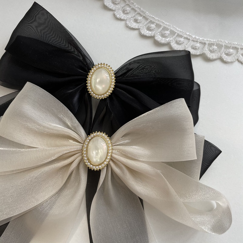 JEPIT RAMBUT PITA RIBBON BOW MESH PANJANG LONG JEPITAN AKSESORIS LEMBUT SILK FAIRY FEMINIM DREAMY KLIP HAIR CLIP HAIRCLIP BESAR ALIGATOR PEARL MUTIARA