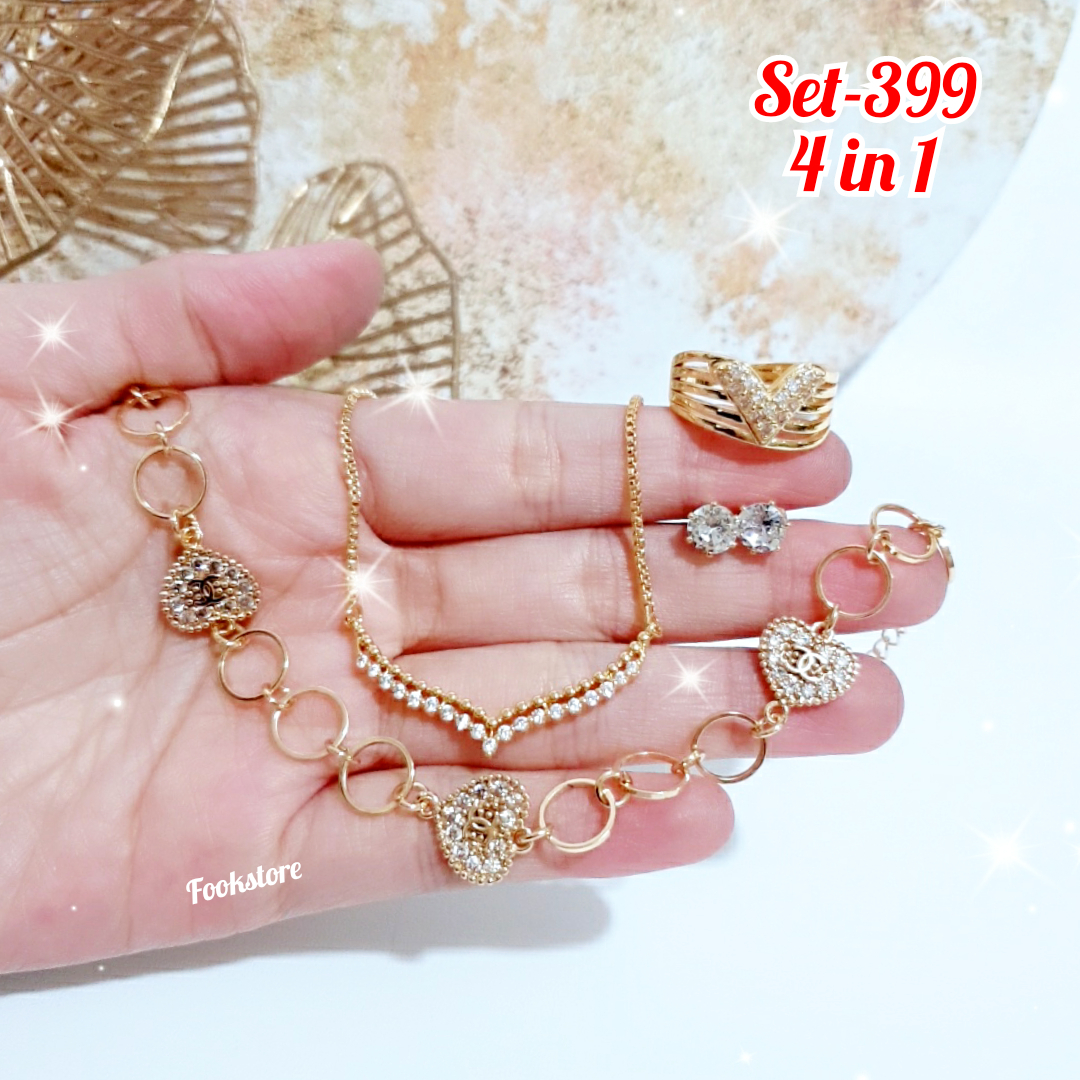 PERHIASAN SET WANITA MODEL ELEGAN SILVER GOLD XUPING/COD