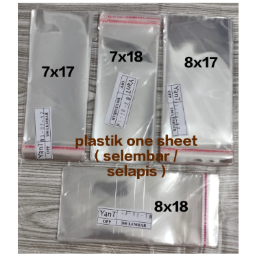 Plastik Selelmbar OPP One sheet 7x17/ 7x18 / 8x17 / 8x18 100 lembar / plastik dadar gulung rainbow c