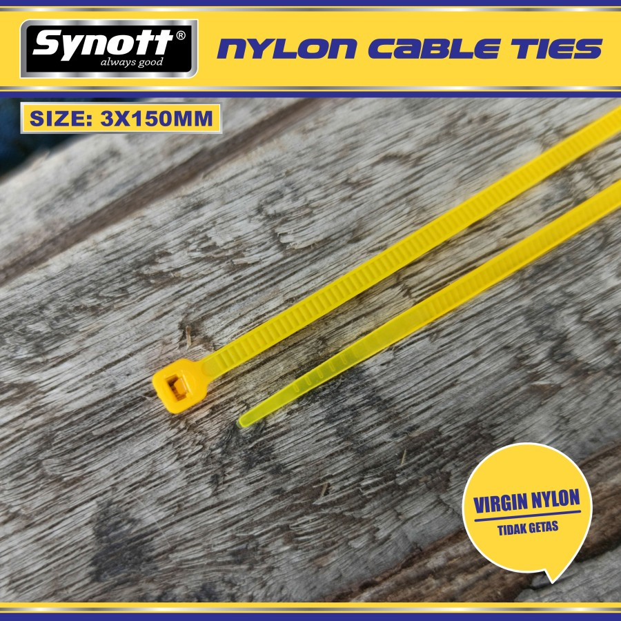 Kabel Tis 150 mm x 3 mm Synott Cable Ties Kuning isi 100 pcs