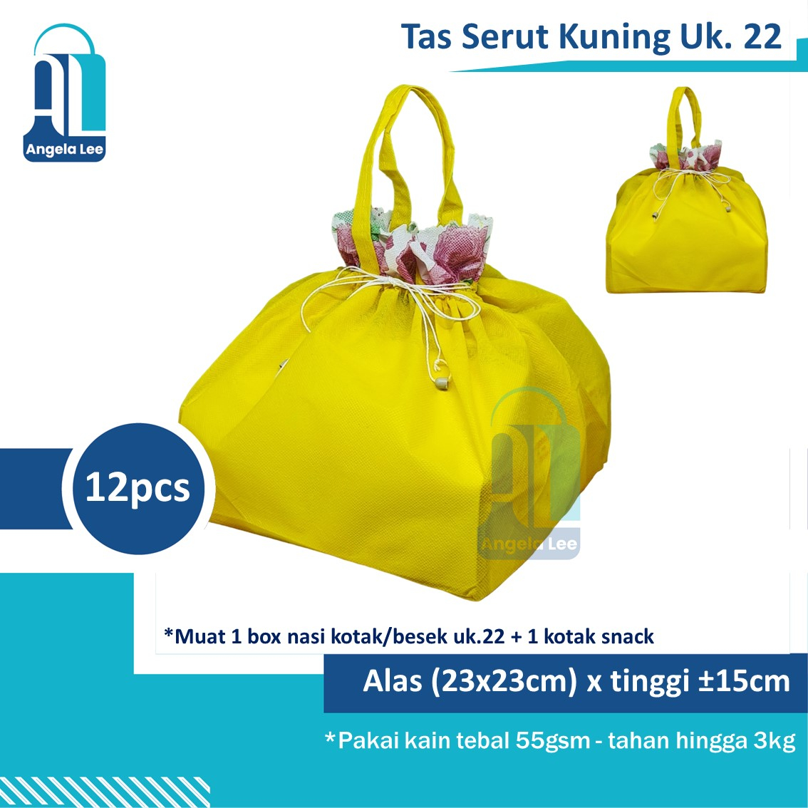 12bh Tas Kain / Serut parcel untuk Dus / Box Makanan ukuran 22x22 cm