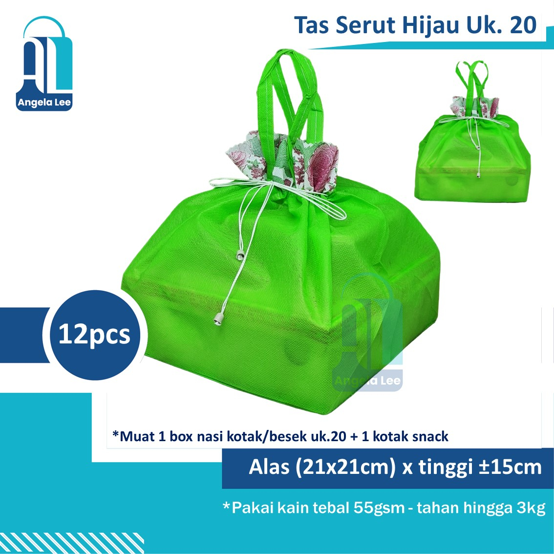 12bh Tas Kain / Serut parcel untuk Dus / Box Makanan ukuran 20x20 cm