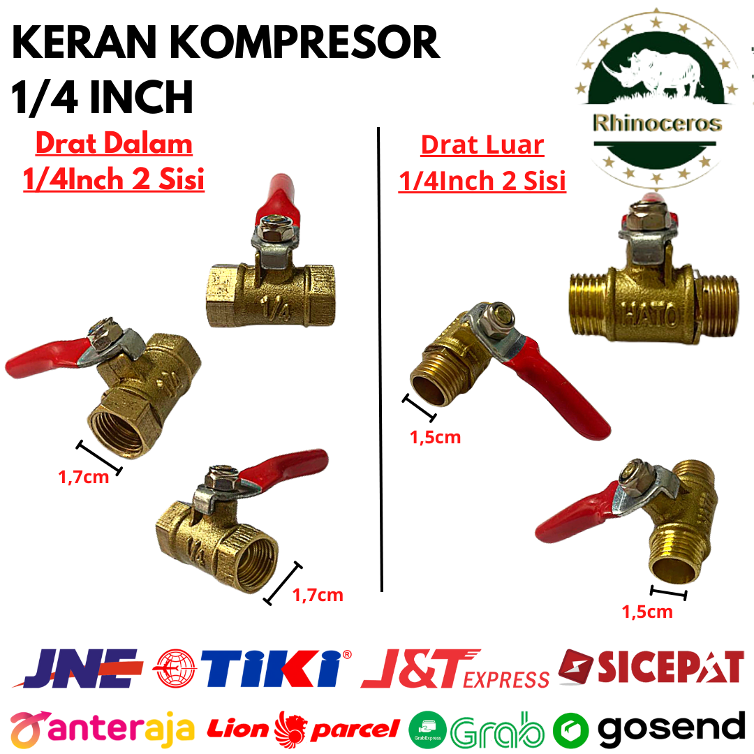 Kran Angin Kompresor Kuningan 1/4Inch Stop Keran Kompresor