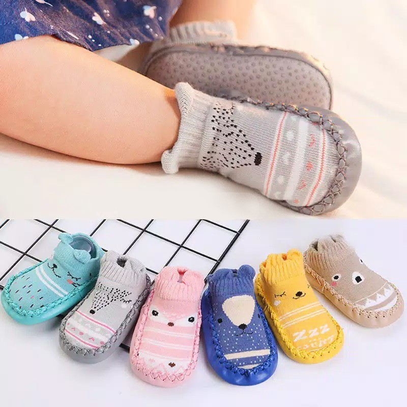 DOMMO - D5051 Sepatu Anak Bayi F382 / Kaos Kaki Motif Animal / Sepatu Anak Bayi Anti Slip / Baby Socks Shoes / Sepatu Baby / Kaos Kaki Bayi