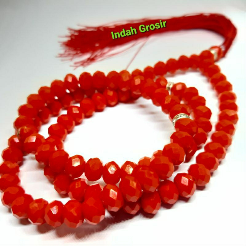 Tasbih kristal merah dop 7mm 99butir