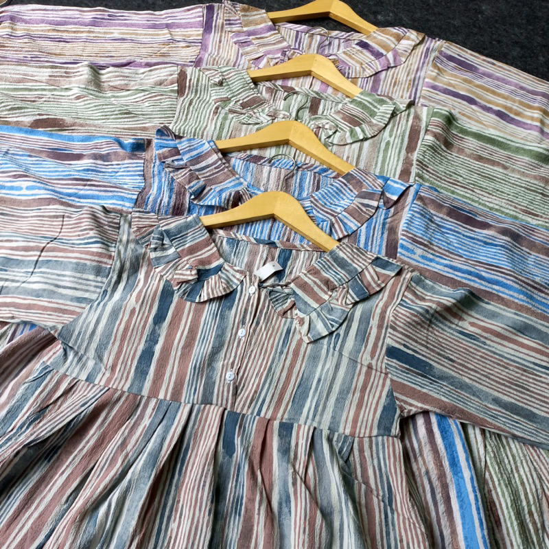 Long Tunik Korea Motif Bunga Floral Antimainstream Crinkle Premium Bunga