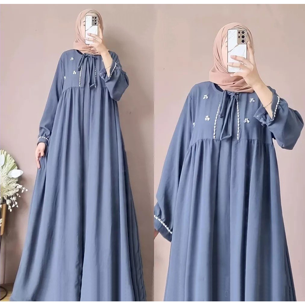 SHEEVA DRESS GAMIS CRINKLE AIRFLOW PREMIUM DRESS WANITA TERBARU 2023 GAMIS WANITA BAHAN CRINGKLE APLIKASI BORDIR MEWAH