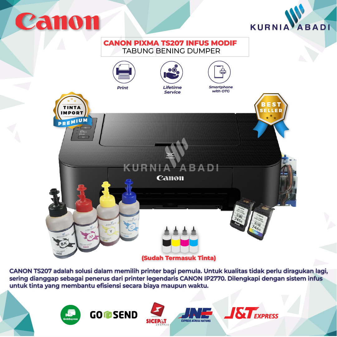 Printer Canon PIXMA TS207 Infus Inkjet 0nly Print Include Dumper