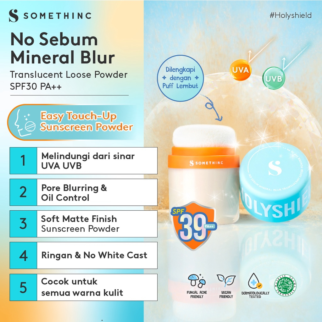 ✨ AKU MURAH ✨ SOMETHINC No Sebum Mineral Blur Translucent Loose Powder SPF 39 PA++ - Easy Touch Up Sunscreen Powder