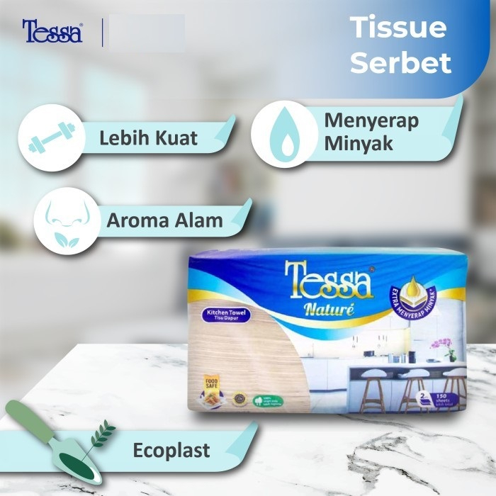 Tisu Tessa 150 Sheets 2 Ply THSN02 sheet / Tissue Nature Kitchen Hand Towel Interfold / Tisu Dapur Serbet 150s 2ply