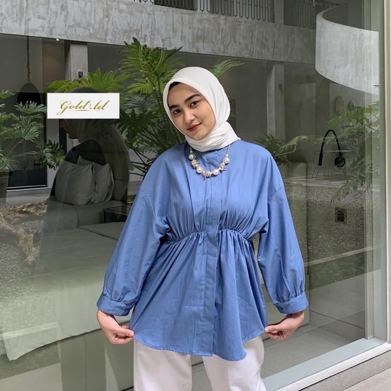 Alya Shirt - Atasan Wanita - Kemeja Kerut Depan - Kemeja Wanita - Oversize - Kemeja Linen - Kemeja Kantor - Kemeja Viral - Kemeja Terbaru