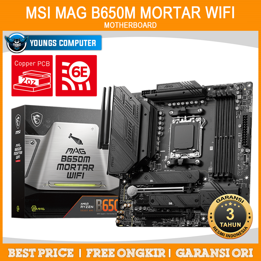 MSI MAG B650M MORTAR WIFI | MOTHER BOARD AMD B650 AM5 DDR5 MATX