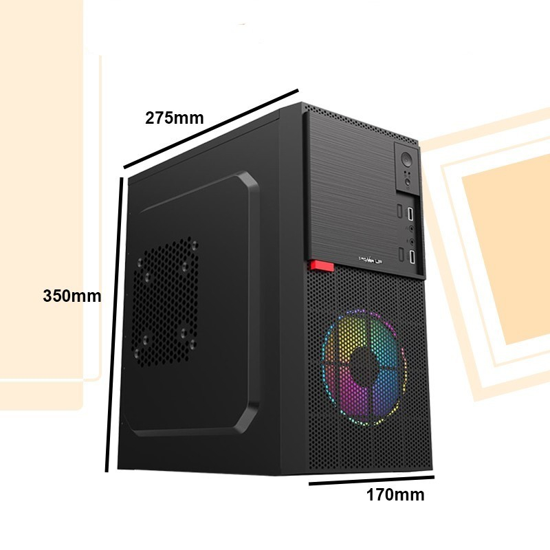 POWER UP CASING AEROMAX AM-560, CASE MINI TOWER M-ATX WITH PSU 500WATT + FAN CASE 12CM RGB