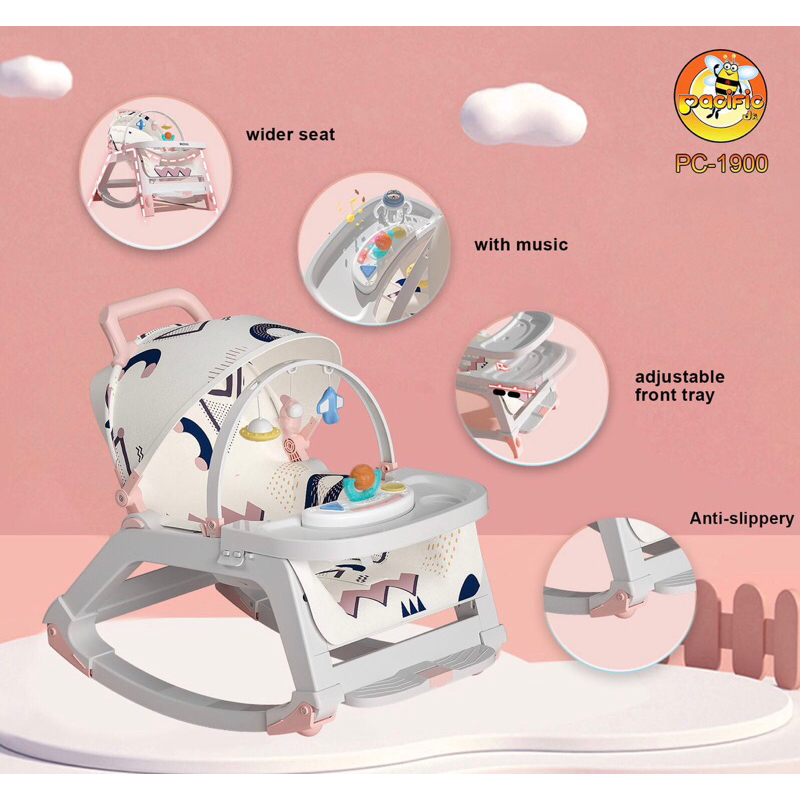 PACIFIC PC 1900 BABY MULTIFUNCTIONAL ROCKING CHAIR BABY KURSI AYUNAN KURSI MEJA MAKAN BAYI BOOSTER SEAT