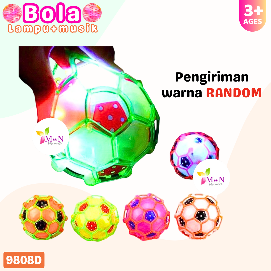 MWN Mainan Bola Musik dan Lampu warna-warni No.9808D