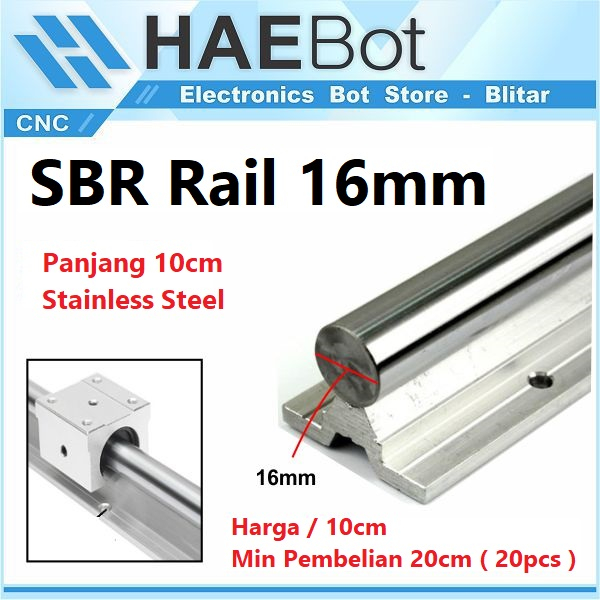 [HAEBOT] Rail SBR16 SBR 16 10cm Rel Linear Shaft As 16mm CNC Stainless Steel Part Slider As Batang Industri Plasma Router Mesin Mekanik
