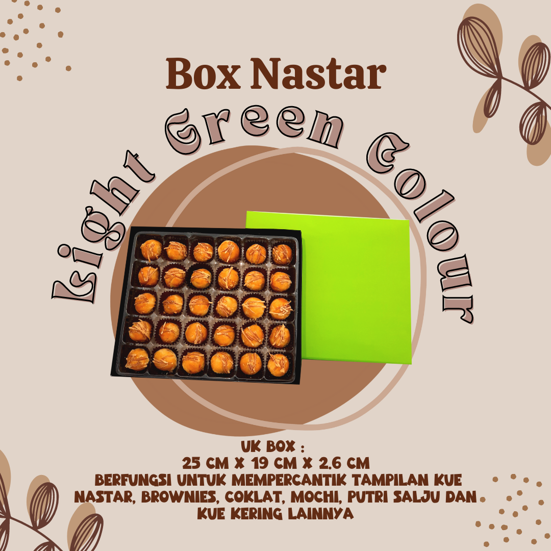 

BOX PACKAGING / KOTAK BOX / BOX KUE / DUS KUE KERING / NASTAR Hijau Muda + INNER Tray Mika (10 set)