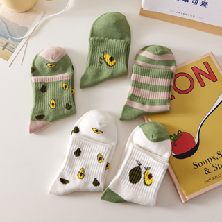 GO!KK1253 Kaos Kaki Pendek Wanita Motif Buah Alpukat Hijau Green Fashion Korean Unisex Semata Kaki Socks Import Ankle Socks