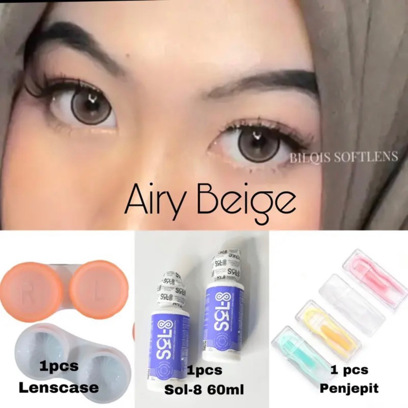 [PAKET HEMAT] Airy Softlens Viral - ELCOCO Airy Nude Beige Charcoal