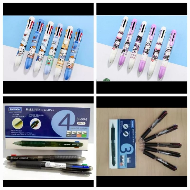 

[1 PCS] Bolpen 6 warna 8 warna 10 warna / Pulpen/ Pena/ Ball Pen Cetek Cetekan 4 Warna Weiyada BP-994 / mi xue SNR fancy 15217/ fancy 15214 Labubu