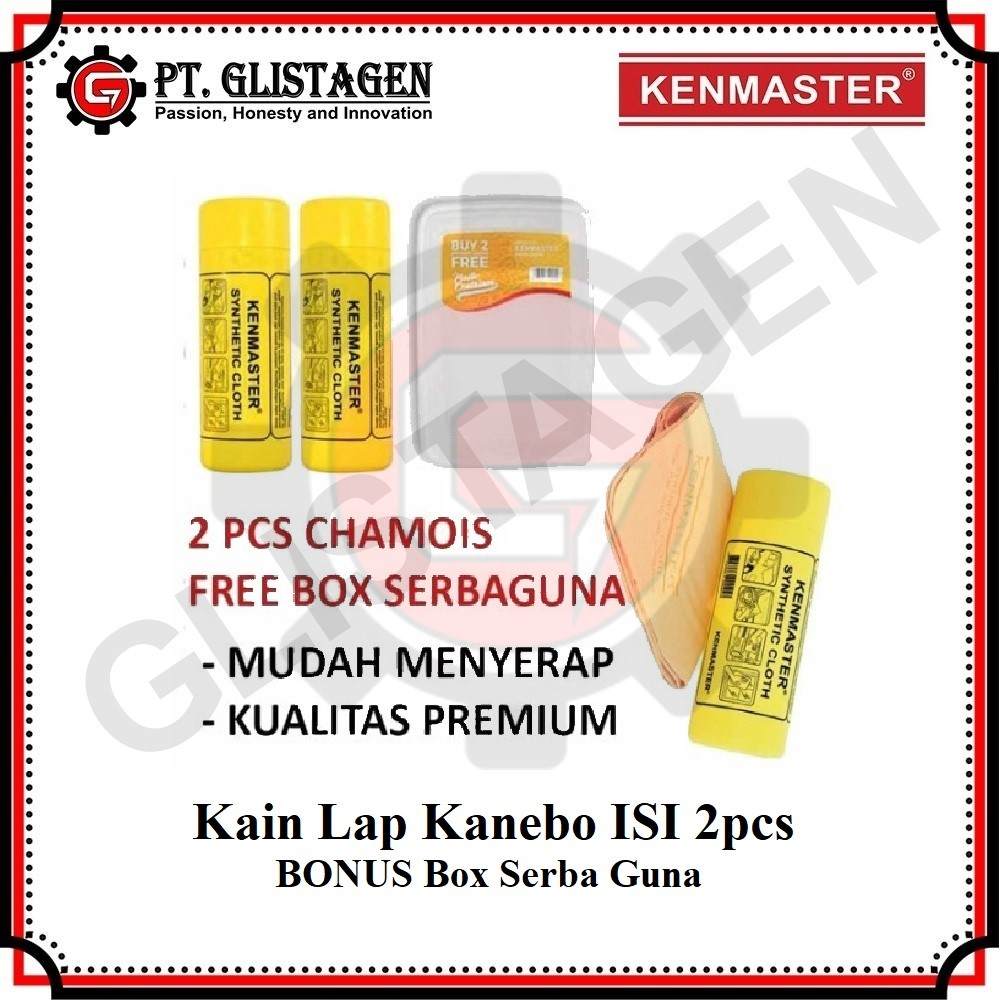 Kain Lap Kanebo Jumbo Besar 2 Pcs Bonus Box Plastik KENMASTER ORIGINAL